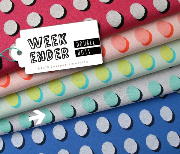 RESTSTÜCK 0,60m !!! - Bio Jacquard - Double Dots - puder/verdino/blue navy - Weekender - Hamburger Liebe - Albstoffe